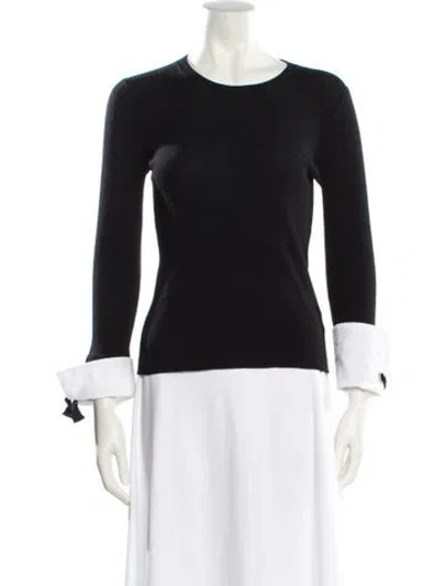 Pre-owned Paule Ka Wool Scoop Neck Sweater In Black