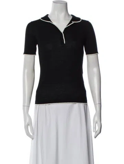 Pre-owned Paule Ka Wool Short Sleeve Polo In Black