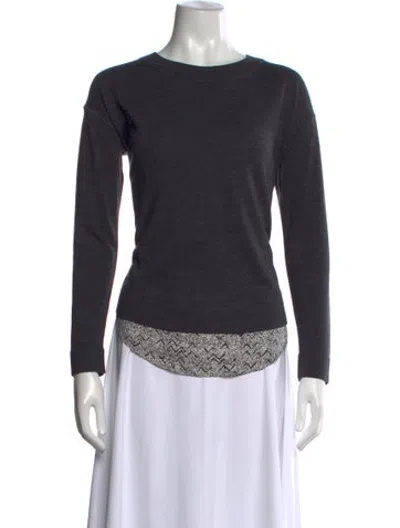 Pre-owned Paule Ka Wool Tweed Pattern Sweater In Grey