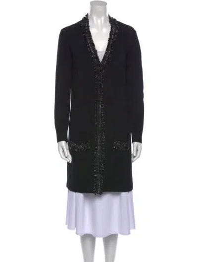 Pre-owned Paule Ka Wool V-neck Sweater In Black