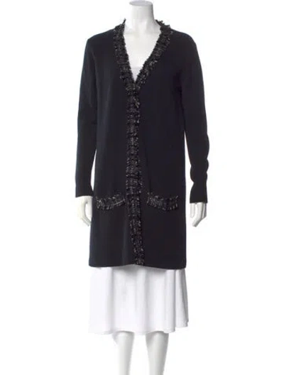 Pre-owned Paule Ka Wool V-neck Sweater In Black