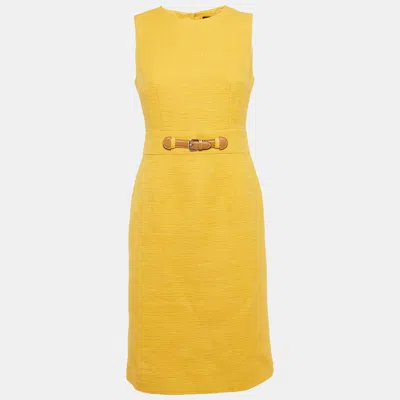 Pre-owned Paule Ka Yellow Cotton Sleeveless Midi Dress M
