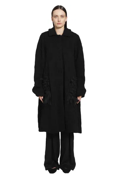 Pauline Dujancourt Annie Alpaca Hand-knit Coat In Black