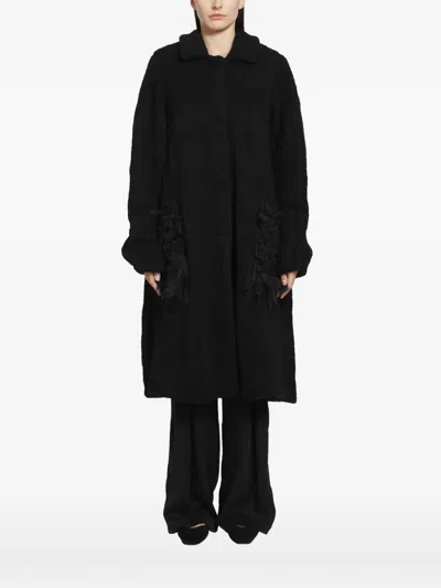 Pauline Dujancourt Annie Hand-knit Coat In 블랙