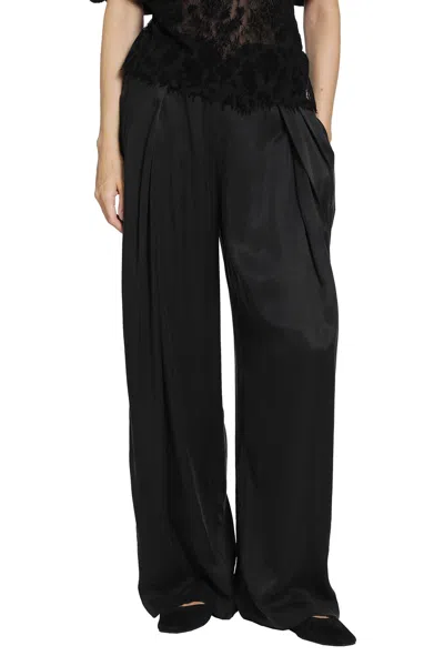 Pauline Dujancourt Georgina Cupro Pleated Trousers In Black