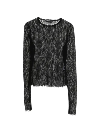 Pauline Dujancourt Lace Long-sleeve Top In Black