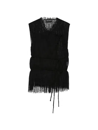 Pauline Dujancourt Lace Tie Top In Black