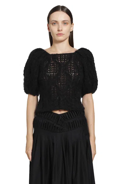 Pauline Dujancourt Laia Hand Knit Top In Black