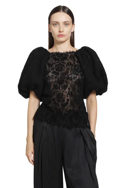 Pauline Dujancourt Laia Hand-knit Alpaca Lace Top In Black