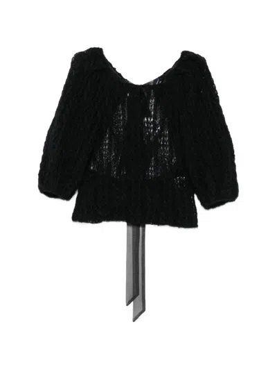 Pauline Dujancourt Open-back Crochet-knit Top In Black
