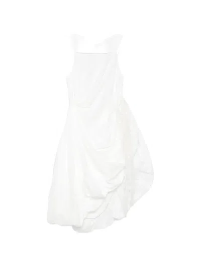 Pauline Dujancourt Ruched Sleeveless Dress In White
