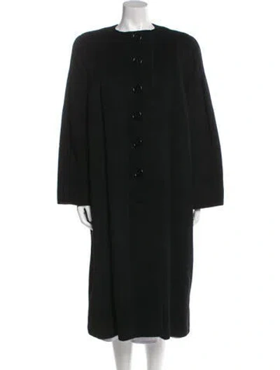 Pre-owned Pauline Trigere Vintage 1980's Faux Fur Coat In Black