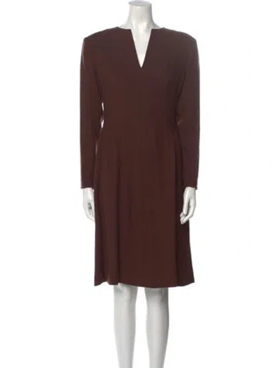 Pre-owned Pauline Trigere Vintage Knee-length Dress In Brown