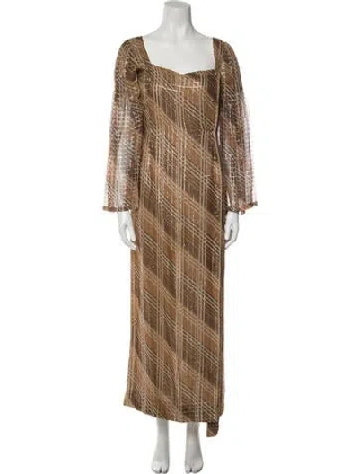 Pre-owned Pauline Trigere Vintage Long Dress In Brown