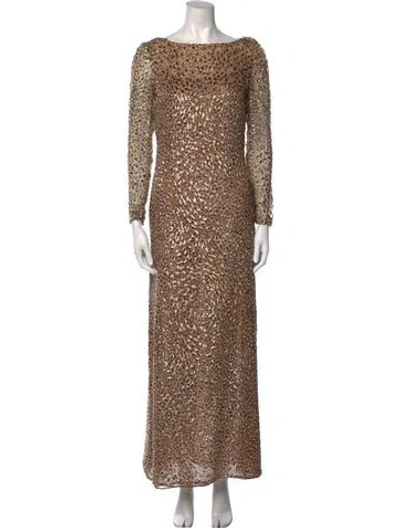 Pre-owned Pauline Trigere Vintage Long Dress In Neutral