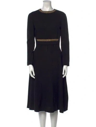 Pre-owned Pauline Trigere Vintage Midi Length Dress In Black