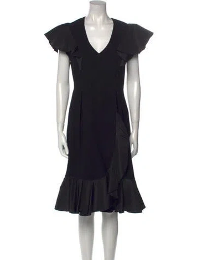 Pre-owned Pauline Trigere Vintage Midi Length Dress In Black