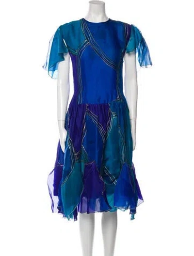 Pre-owned Pauline Trigere Vintage Midi Length Dress In Blue