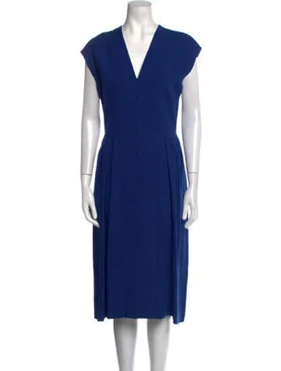 Pre-owned Pauline Trigere Vintage Midi Length Dress In Blue