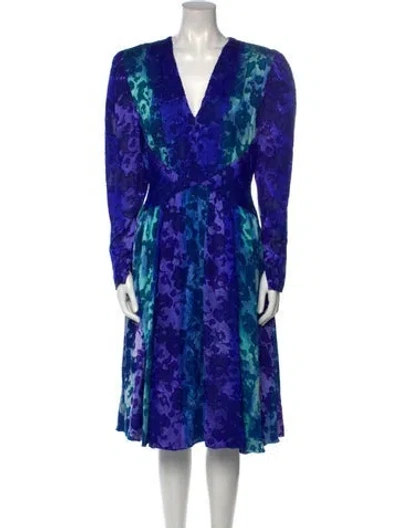 Pre-owned Pauline Trigere Vintage Midi Length Dress In Blue