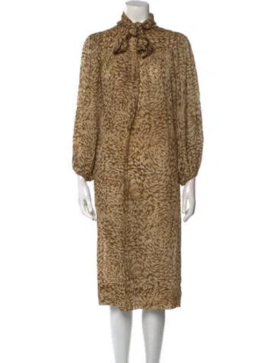 Pre-owned Pauline Trigere Vintage Midi Length Dress In Brown