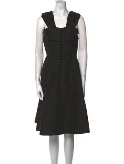 Pre-owned Pauline Trigere Vintage Midi Length Dress In Brown