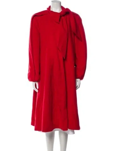 Pre-owned Pauline Trigere Wool Faux Fur Coat In Red