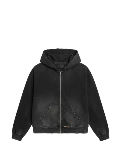 Paura Arabica Faded-effect Full-zip Hoodie In Black