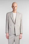 Paura Cassel Blazer In Taupe Wool In Brown
