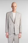 Paura Cassel Blazer In Taupe Wool In Taupe