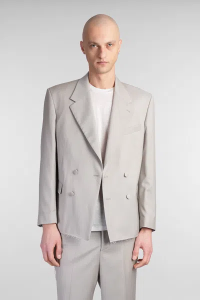 Paura Cassel Blazer In Taupe Wool In Brown