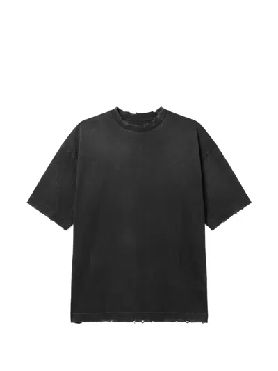 Paura Costa Distressed-effect Logo-print T-shirt In Gray