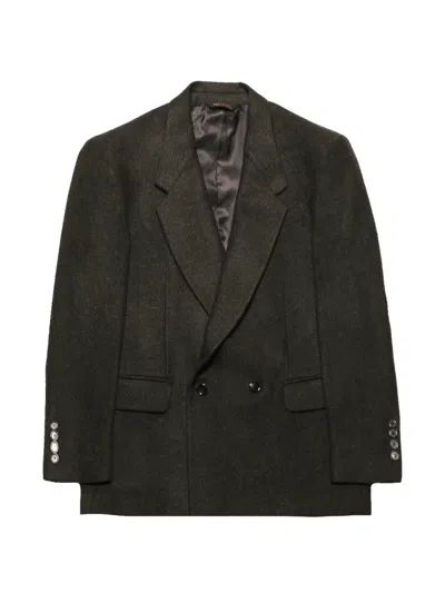 Paura Elio Double-breasted Jacket In Gray