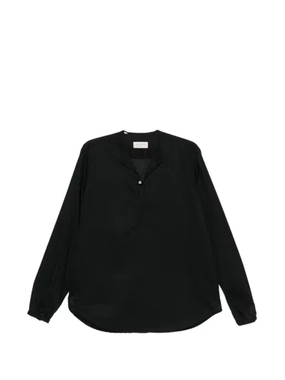 Paura Euclide Buttoned Long-sleeve Shirt In Black