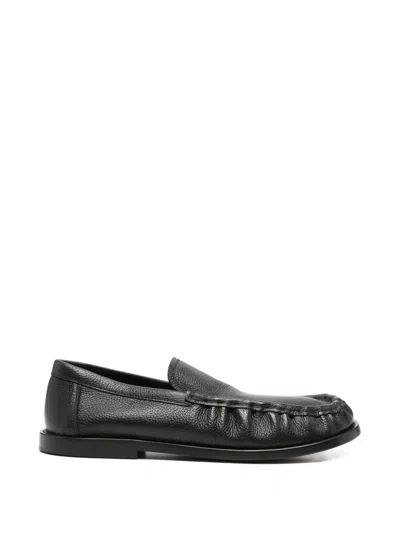Paura Grained-leather Gathered Loafers In Multi