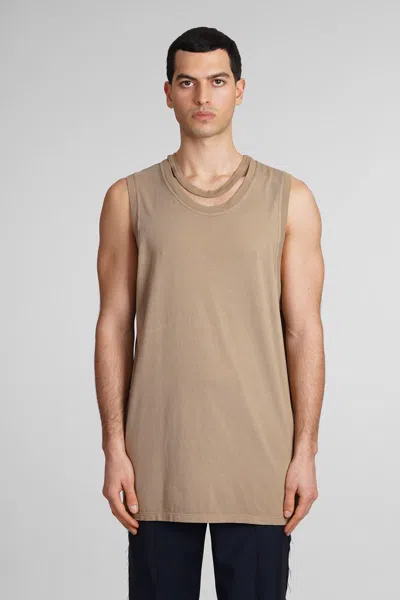 Paura Hugo Tank Top In Beige Cotton