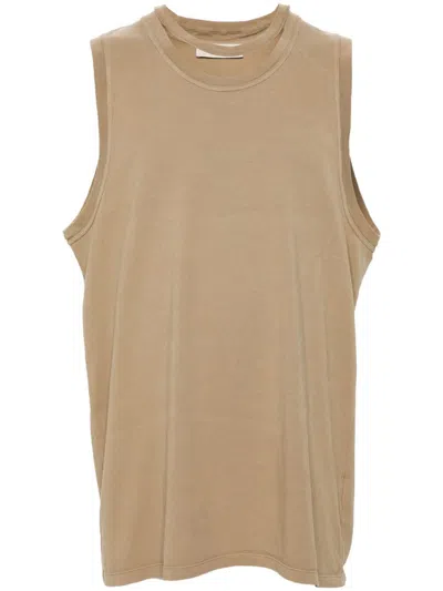 Paura Hugo Cut-out Detail Tank Top In 724 Mud