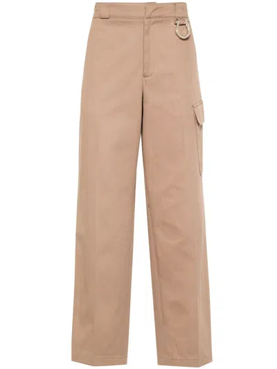 Paura Jonis Straight-leg Cotton Trousers In 732 Kaki