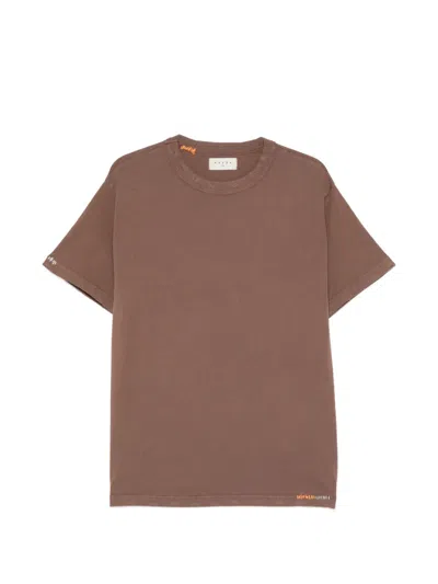 Paura Kansas Embroidered-detail T-shirt In Brown