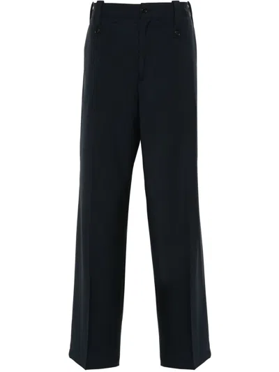 Paura Kyros Wool Tailored Trousers In 324 Dark Blue