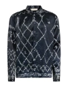Paura Man Shirt Midnight Blue Size L Silk In Blue