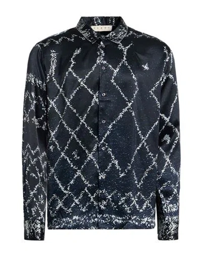 Paura Man Shirt Midnight Blue Size L Silk