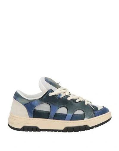 Paura Man Sneakers Blue Size 9 Textile Fibers, Leather