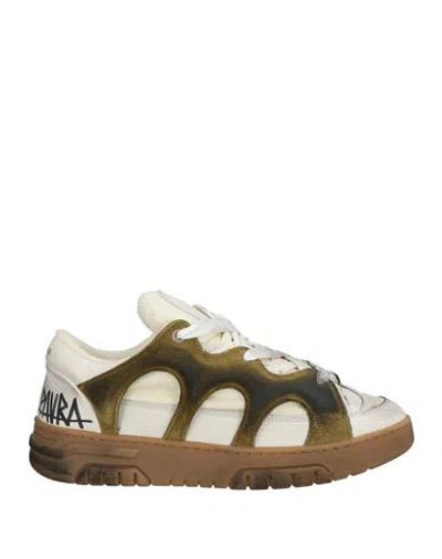 Paura Man Sneakers Off White Size 8 Leather, Textile Fibers