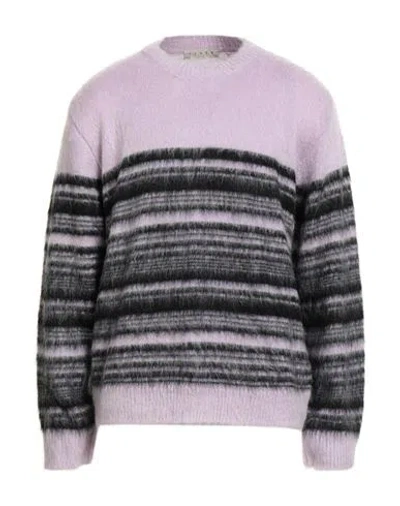 Paura Man Sweater Lilac Size L Acrylic, Polyamide, Mohair Wool In Purple