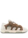 Paura Santha Layered Suede-panel Trainers In Neutrals