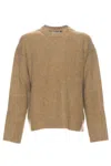 Paura Relaxed Fit Round Neck Wool Sweater In Brown