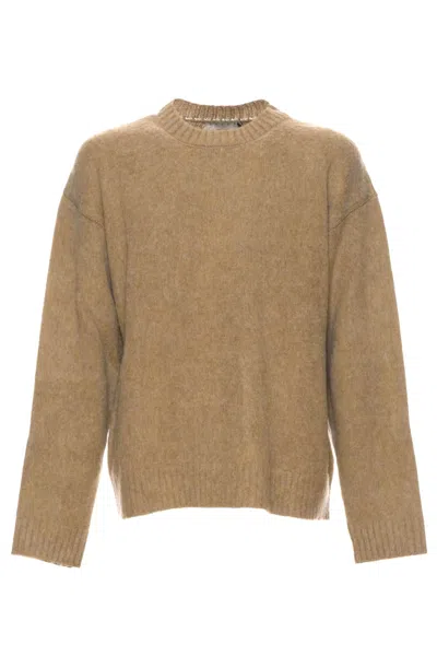 Paura Ribbed-trim Virgin Wool Jumper In Brown