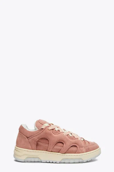 Paura Santha 1 Suede Antique Pink Suede Low Sneaker In Rosa