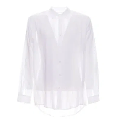 Paura Erzin Striped Cotton Shirt In Weiss